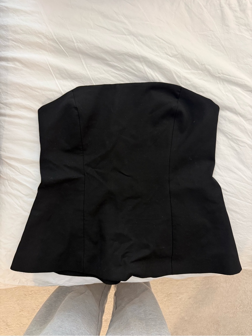 Zara Black Strapless Peplum Top